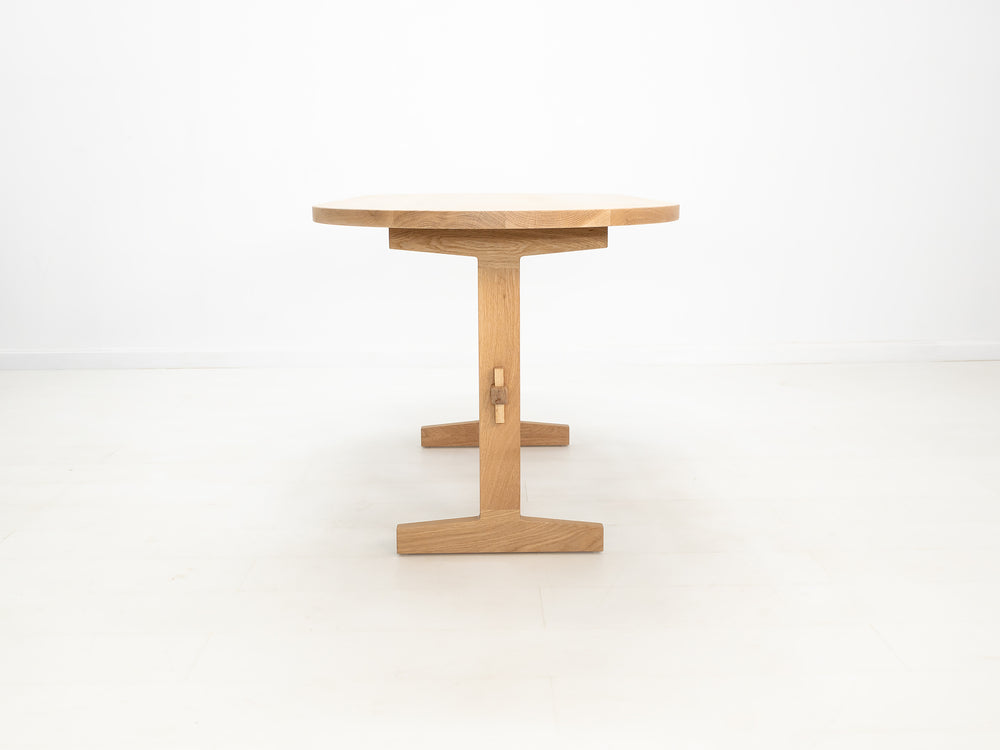 Heirloom-quality oak dining table handcrafted in Connecticut.