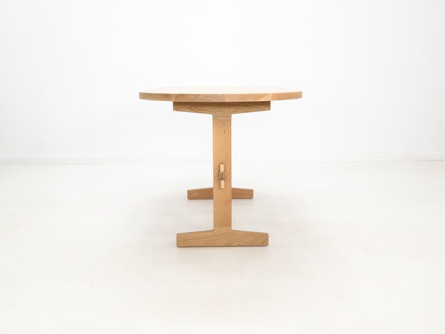 Heirloom-quality oak dining table handcrafted in Connecticut.