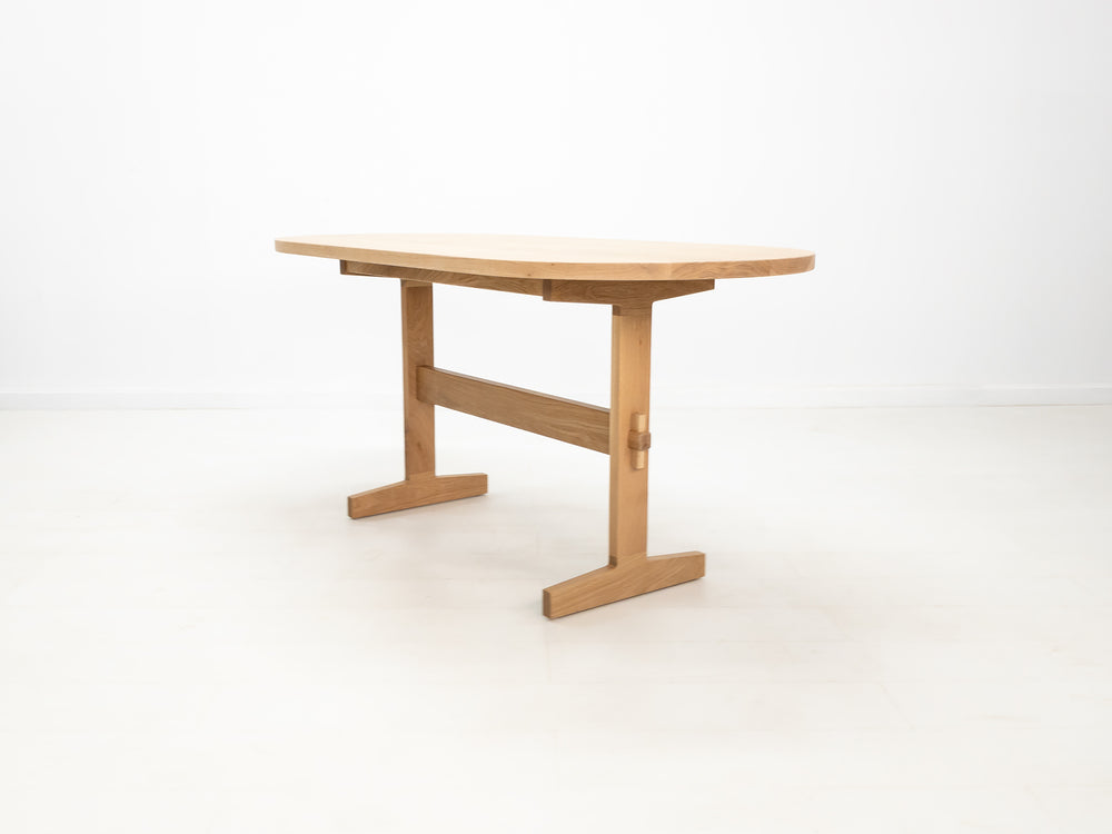 Heirloom-quality oak dining table handcrafted in Connecticut.