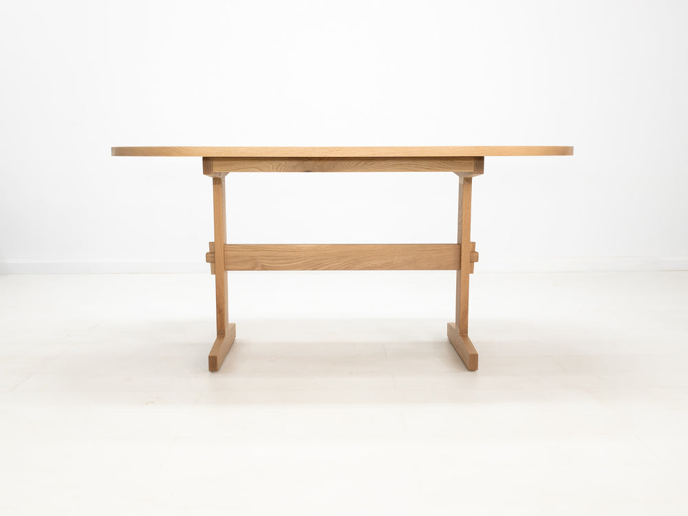 Heirloom-quality oak dining table handcrafted in Connecticut.