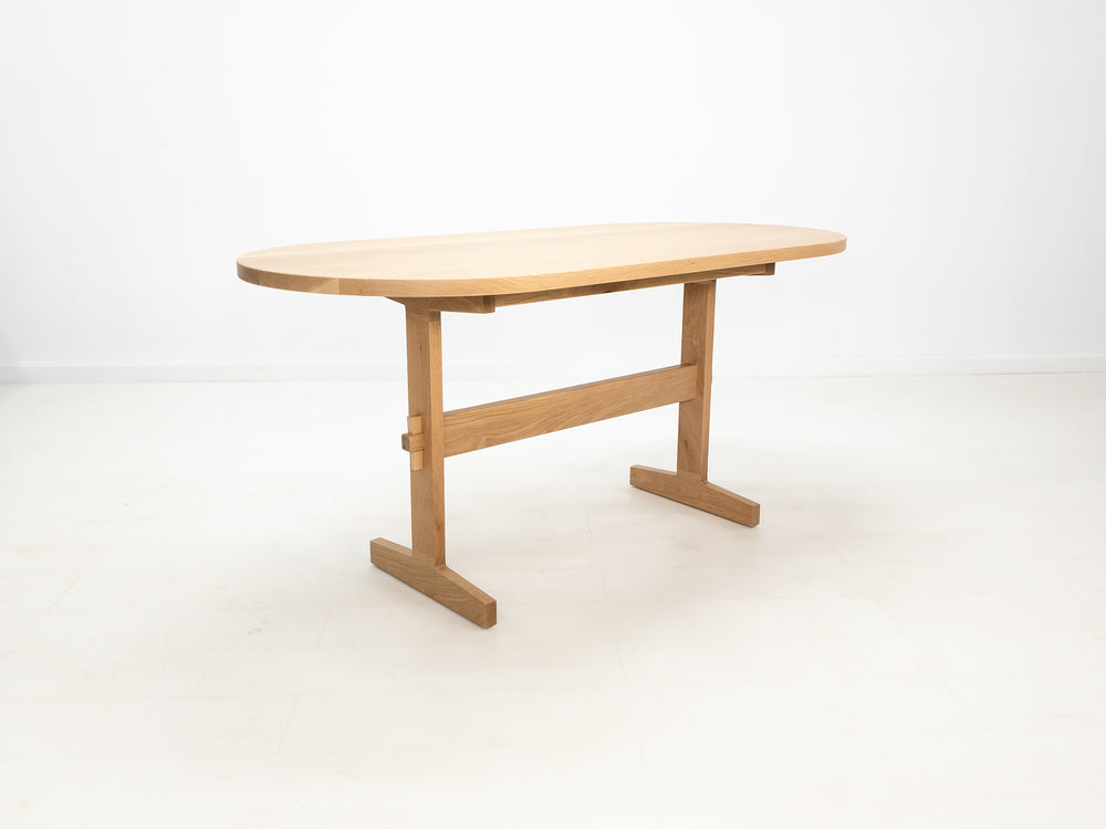 Heirloom-quality oak dining table handcrafted in Connecticut.