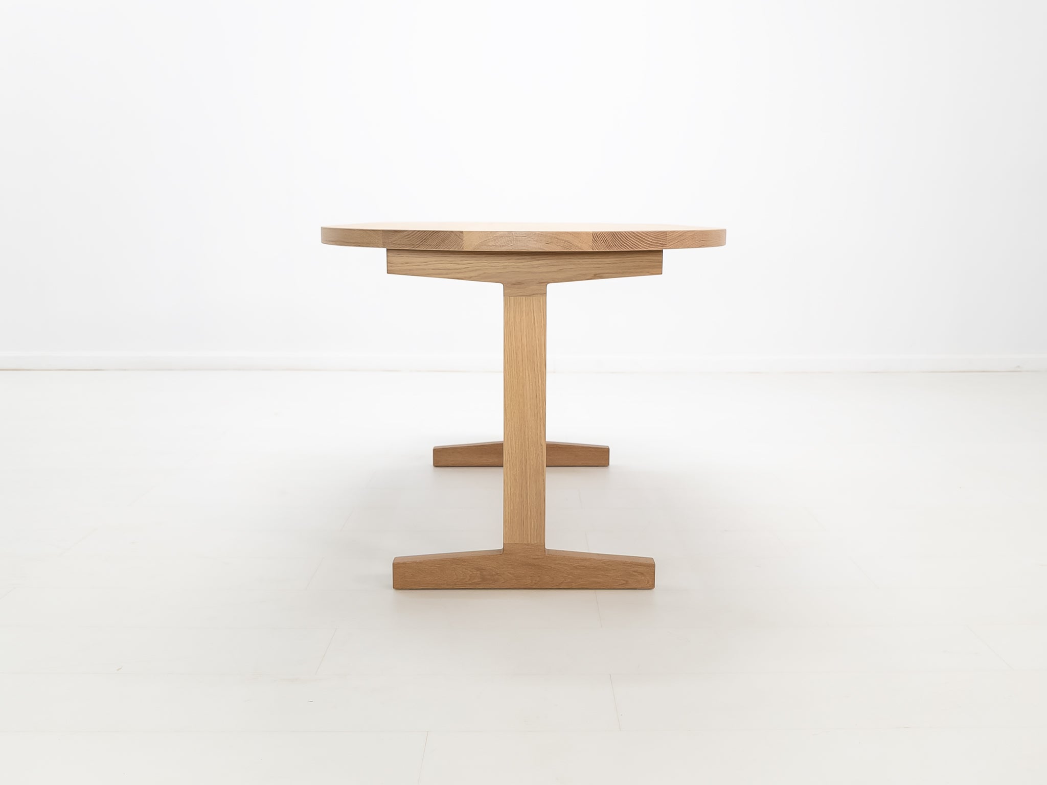 Heirloom-quality oak dining table handcrafted in Connecticut.