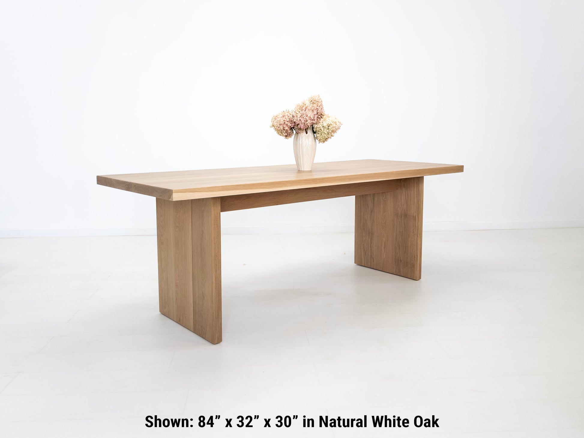 LILY Deluxe Dining Table in white oak – 2 inch thick top