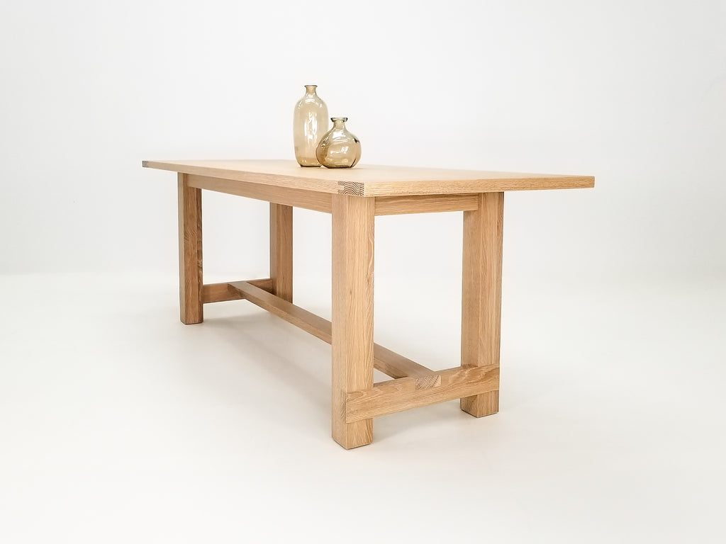Rémy dining table in seawashed white oak with a clear matte finish.