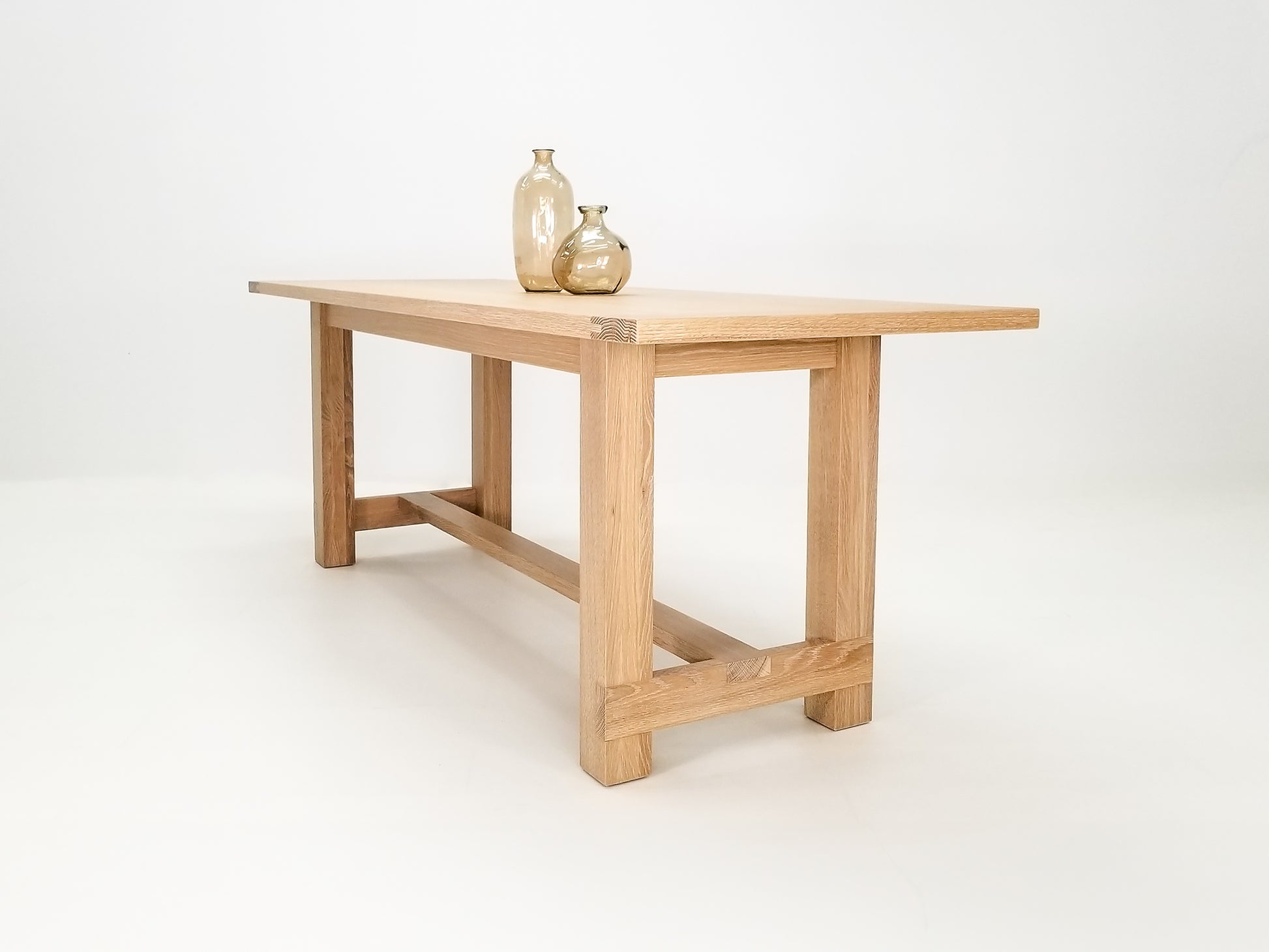 Rémy dining table in seawashed white oak with a clear matte finish.