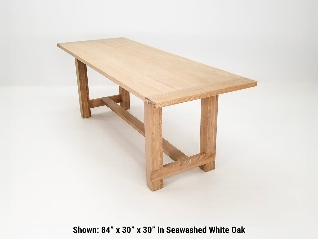 Rémy dining table in seawashed white oak with a clear matte finish.