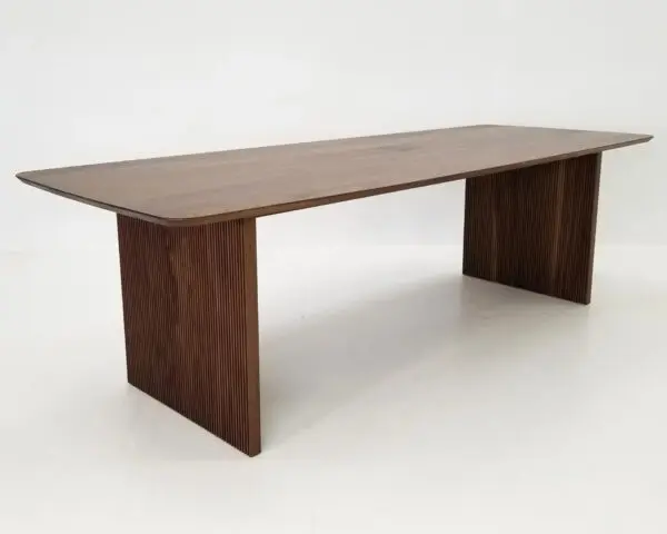 A walnut wooden table.