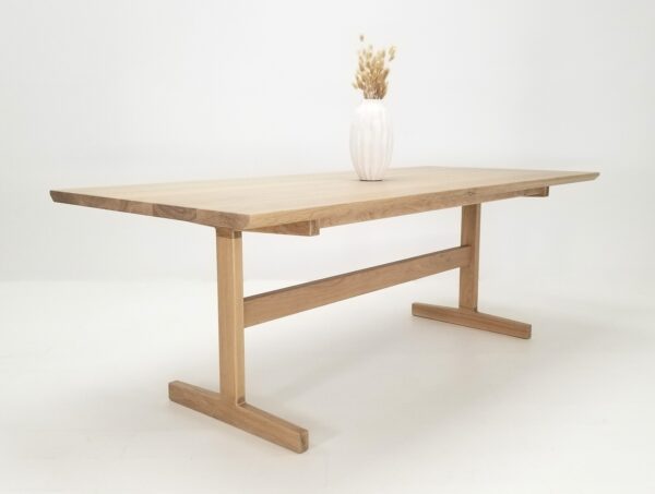 A table with wooden legs and top