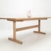A table with wooden legs and top