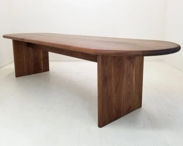 A oval dining table.