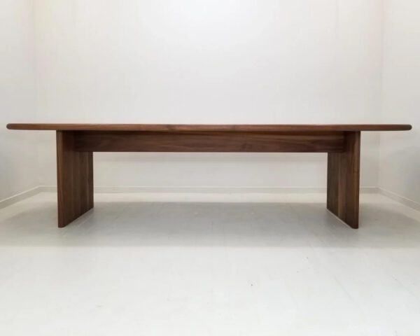 A oval dining table.