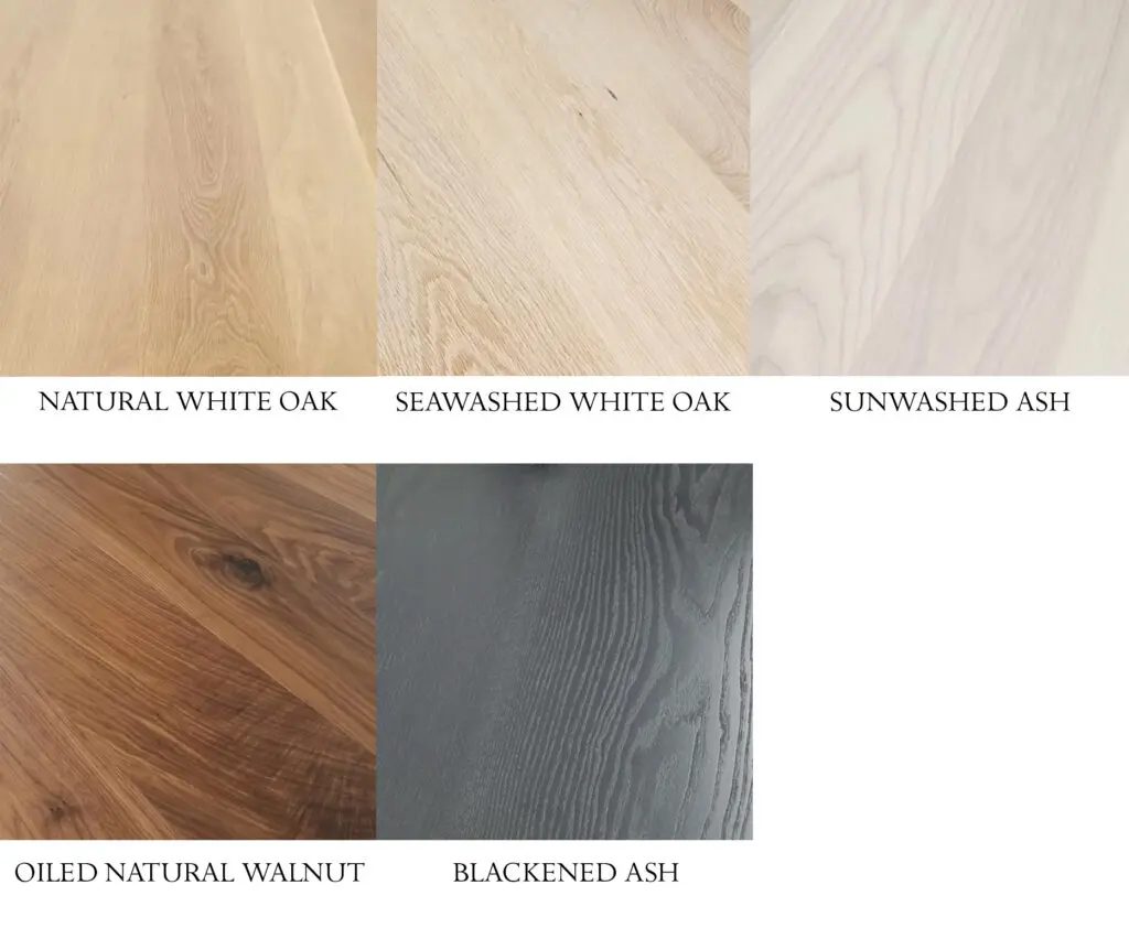 The Wood & Finish Options include different types of wood flooring and finishes.