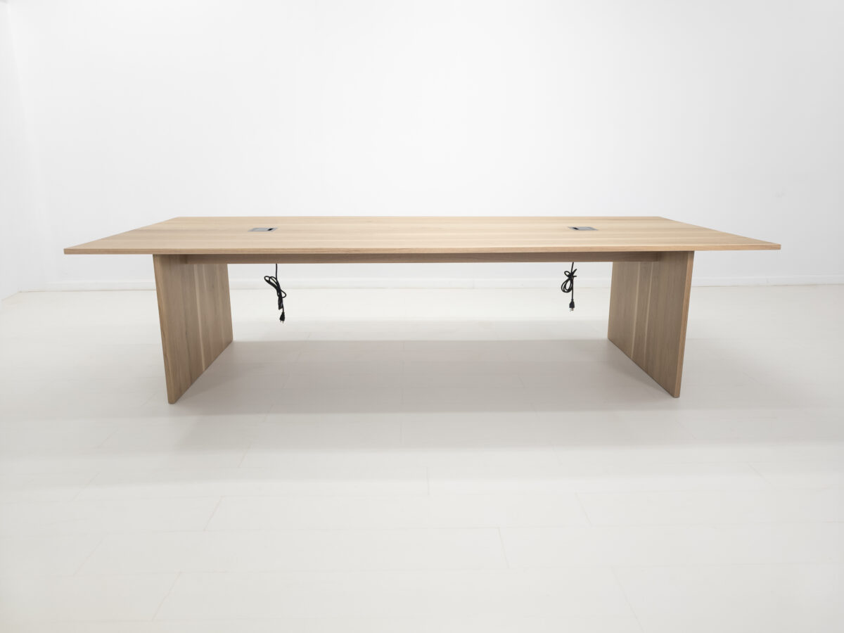Custom made LILY dining table crafted from solid white oak with light to medium beige tones