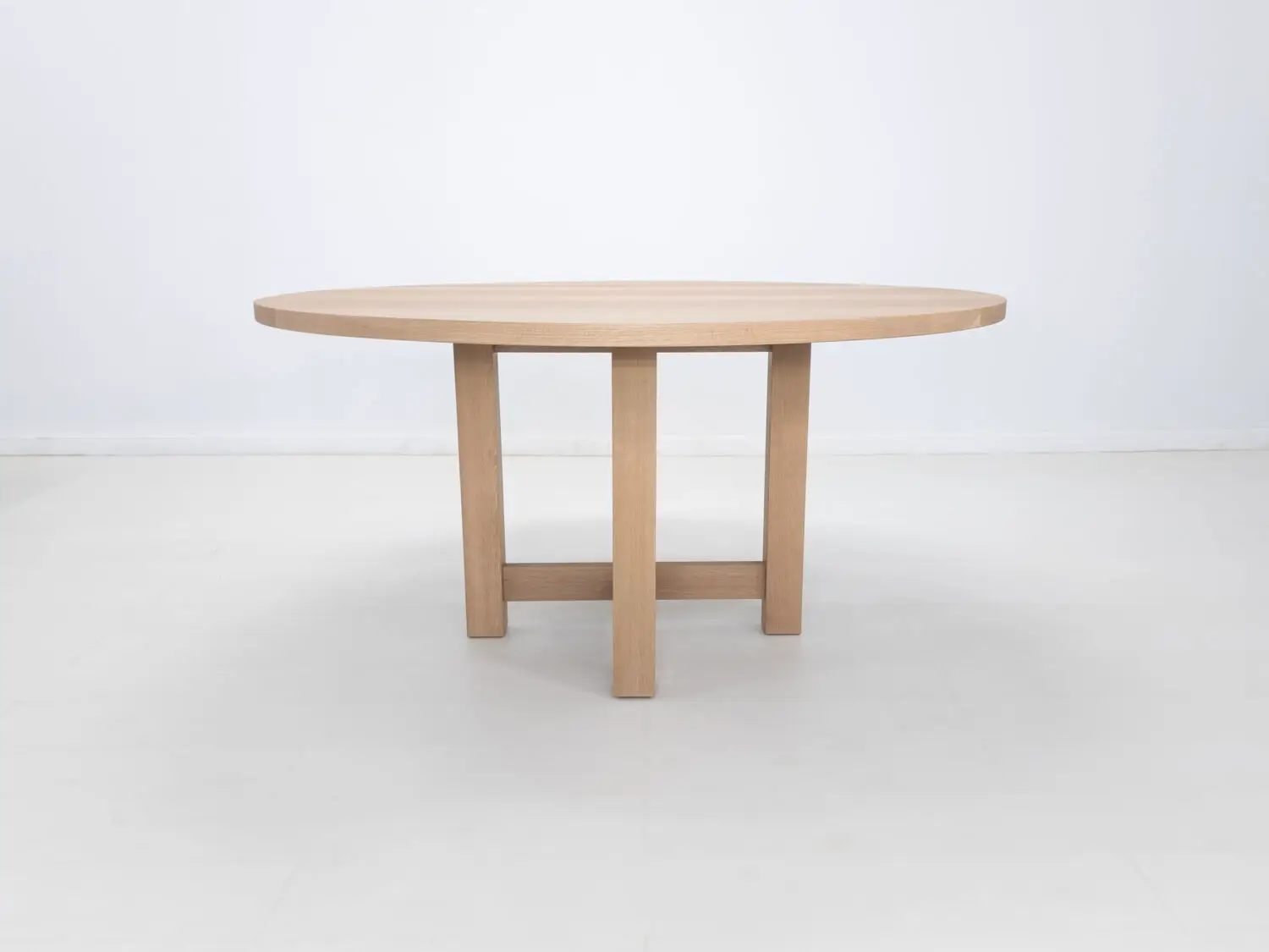 Solid wood round dining table with cross pedestal base handcrafted from American hardwood