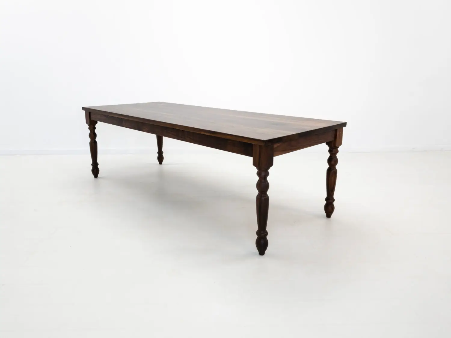 TESS dining table in natural oiled walnut with classic turned legs handcrafted from premium American hardwoods