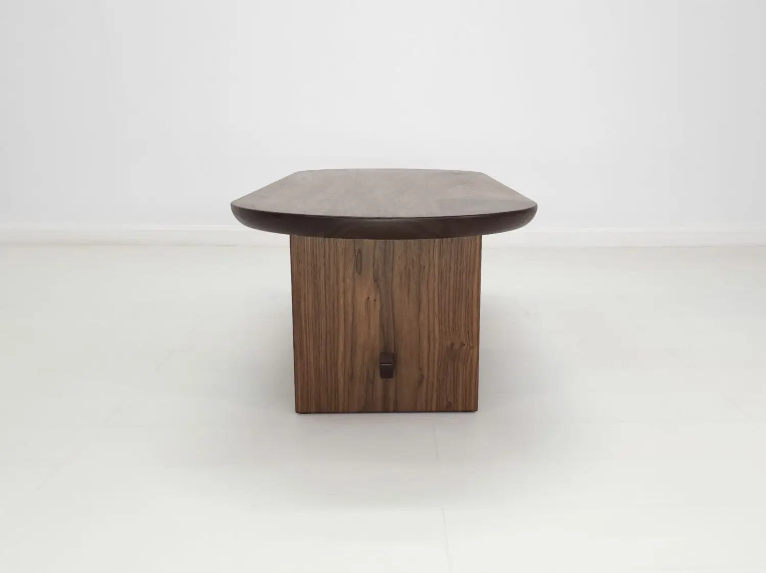 MIRA coffee table in solid American hardwood with a 1½ inch thick capsule shaped top