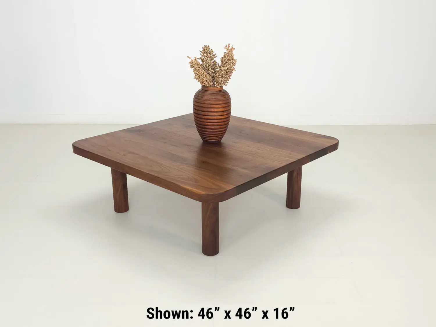 CLOE coffee table handcrafted from solid American hardwoods with a 1⅜ inch thick square top