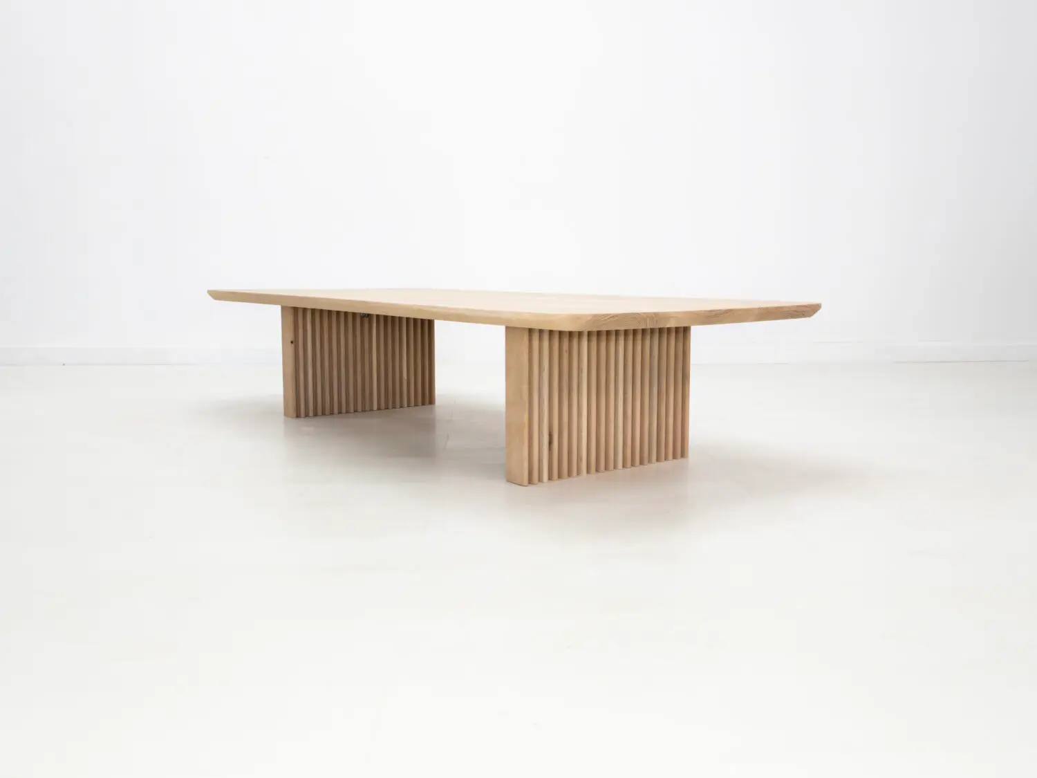 Tambour Inspired Ribbed Leg Coffee Table in Natural White Oak