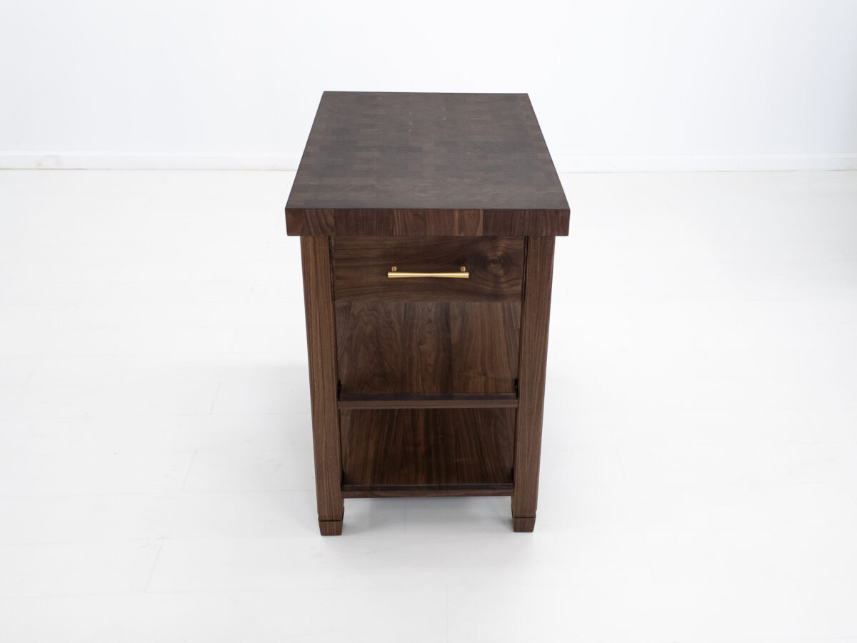 Dark walnut wood kitchen island