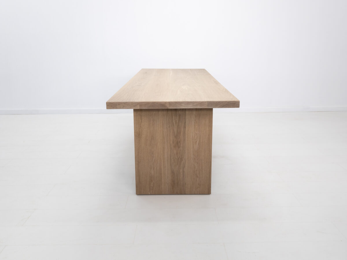 2 inch thick white oak LILY dining table with clear matte protective finish