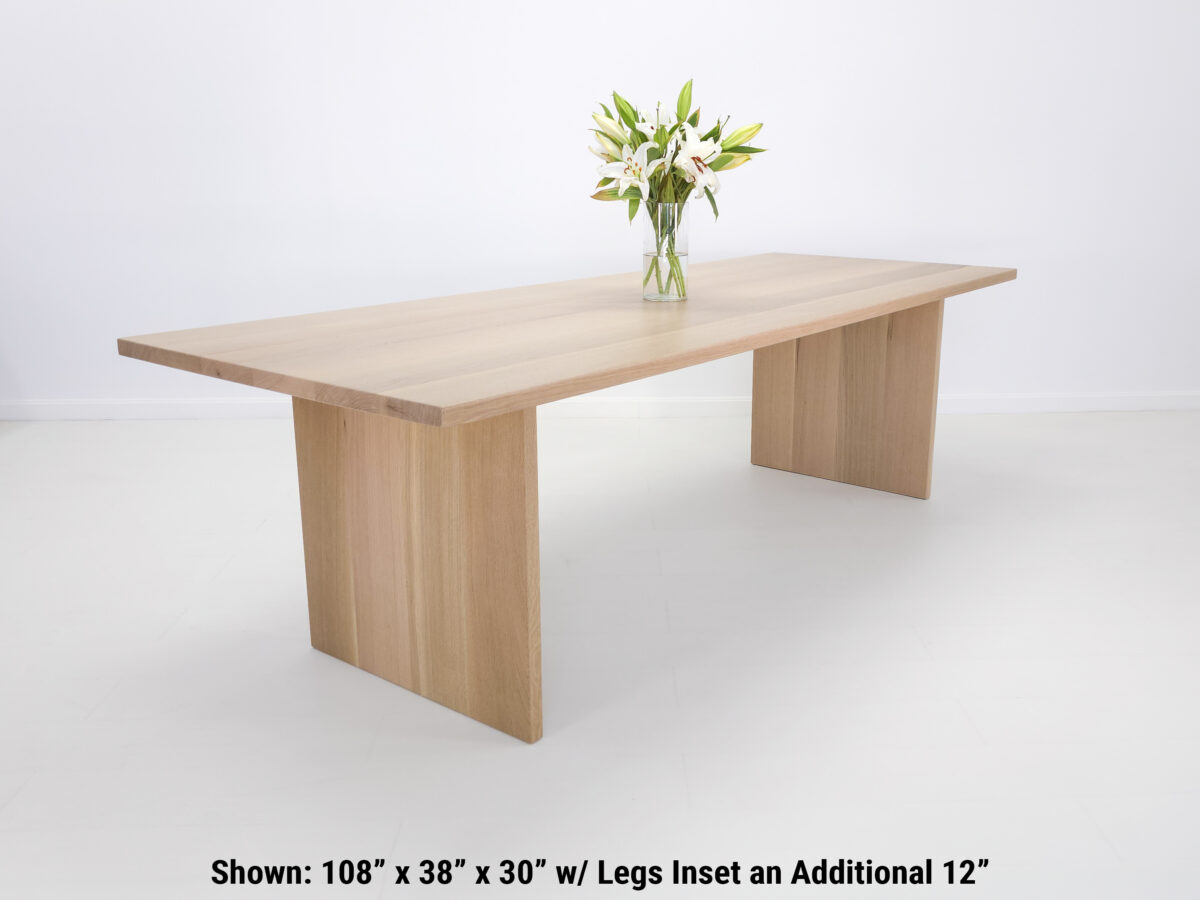 Custom LILY table in white oak showcasing its light tones and timeless design