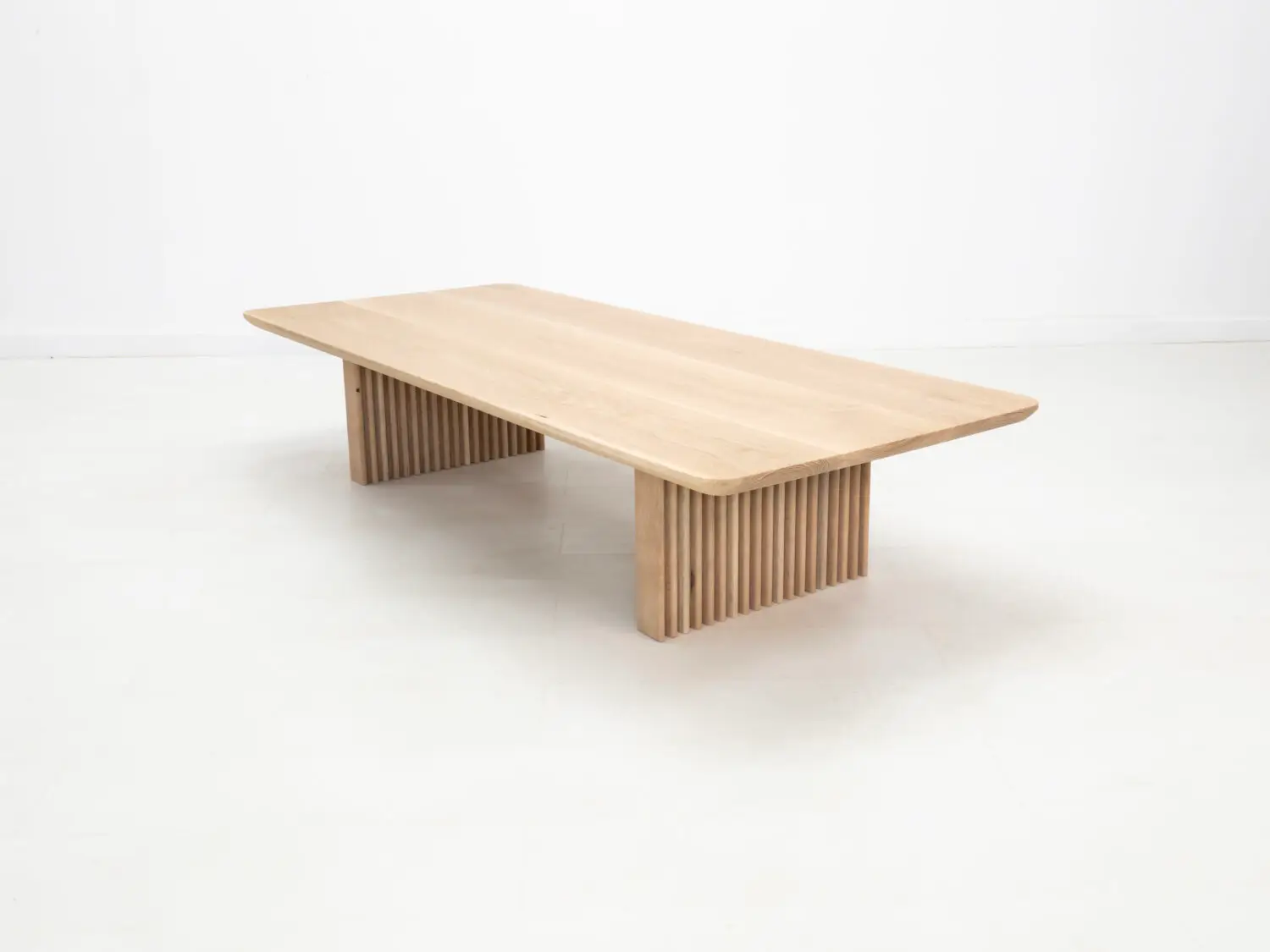 Tambour Inspired Ribbed Leg Coffee Table in Natural White Oak