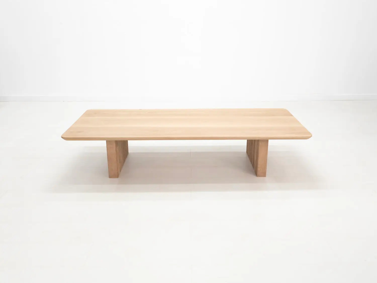 Handcrafted White Oak Coffee Table with Under Beveled Edge