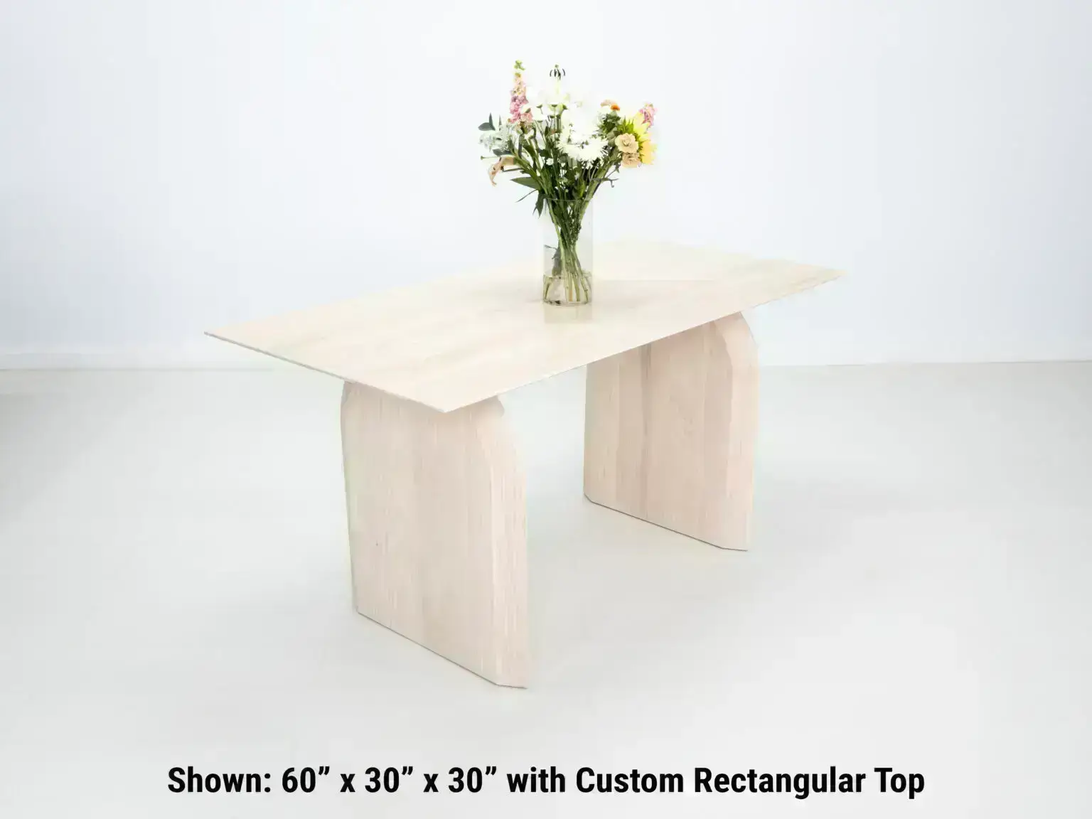 Modern heirloom quality CURV table with adjustable leg placement