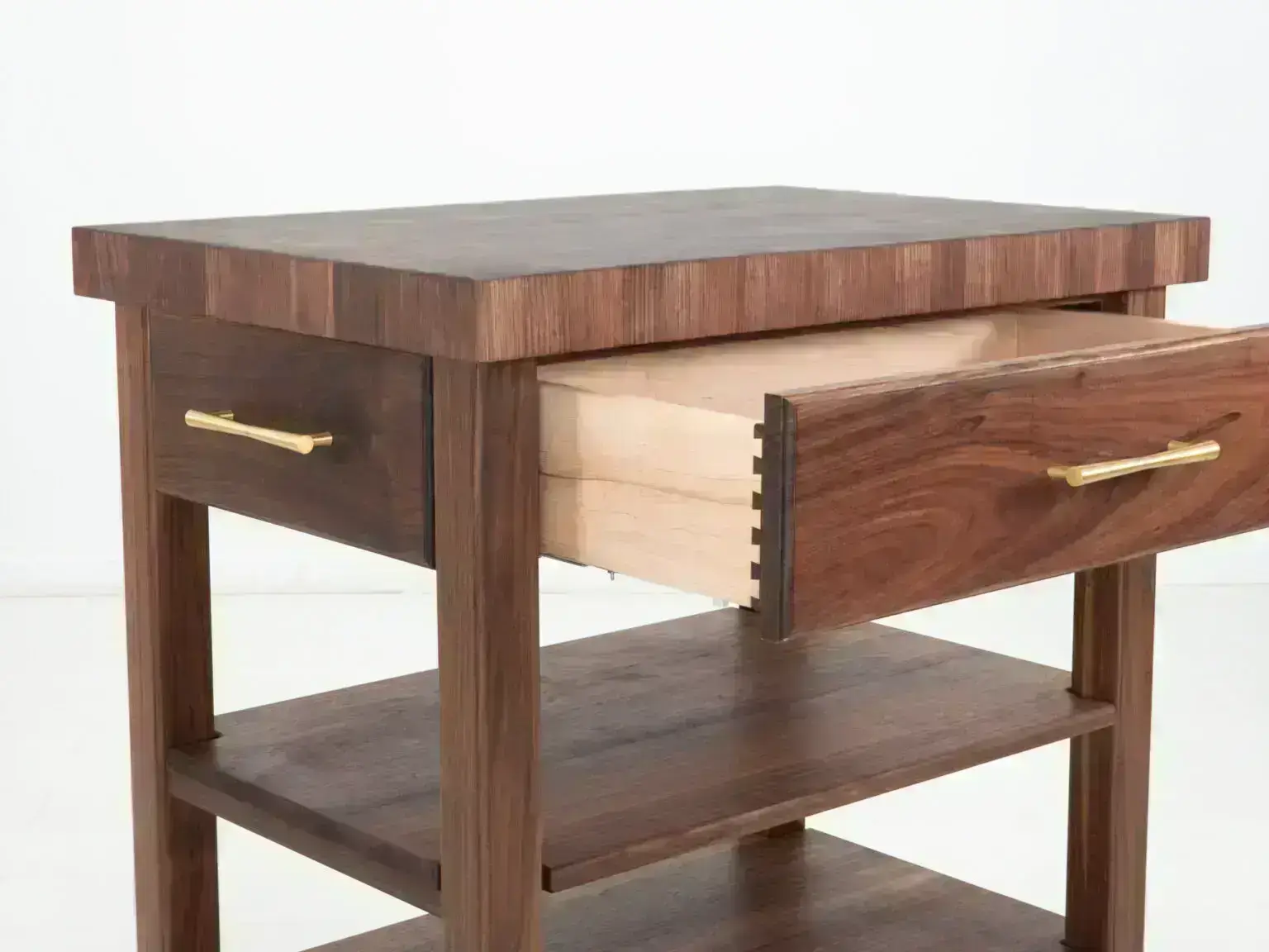 Walnut wood side table with drawer