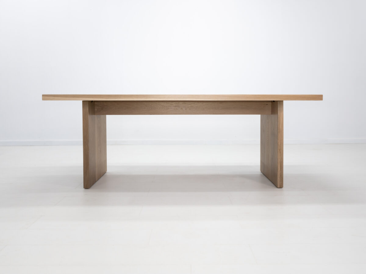 2 inch thick white oak LILY dining table with clear matte protective finish