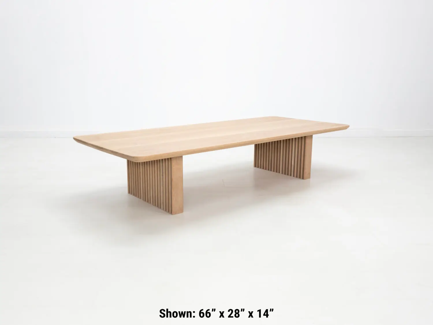 Tambour Inspired Ribbed Leg Coffee Table in Natural White Oak