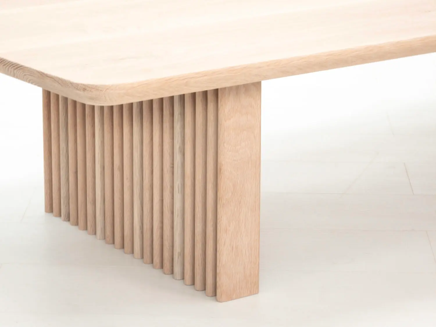 Handcrafted White Oak Coffee Table with Under Beveled Edge