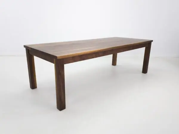 A walnut dining table.