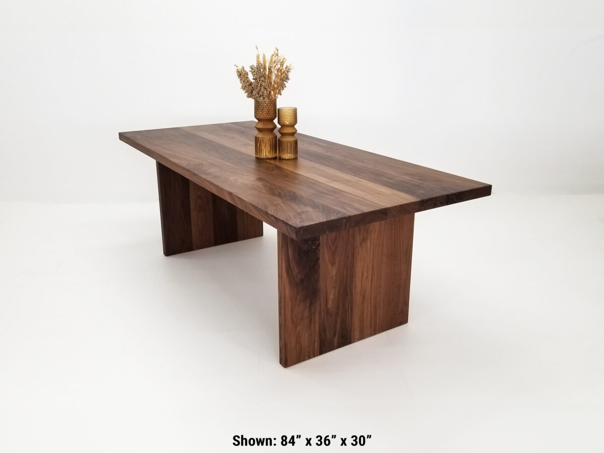 Custom walnut LILY table showcasing a seamless top and durable craftsmanship