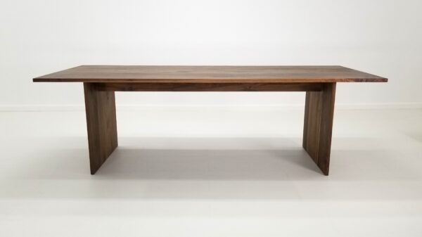 A walnut dining table.