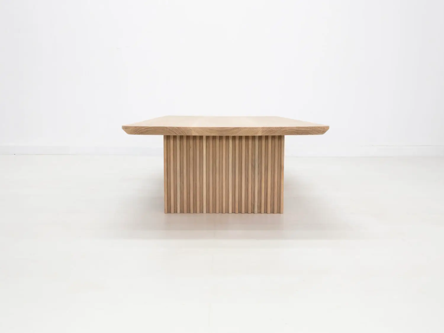 Close Up of Ribbed Legs on White Oak OWEN Coffee Table