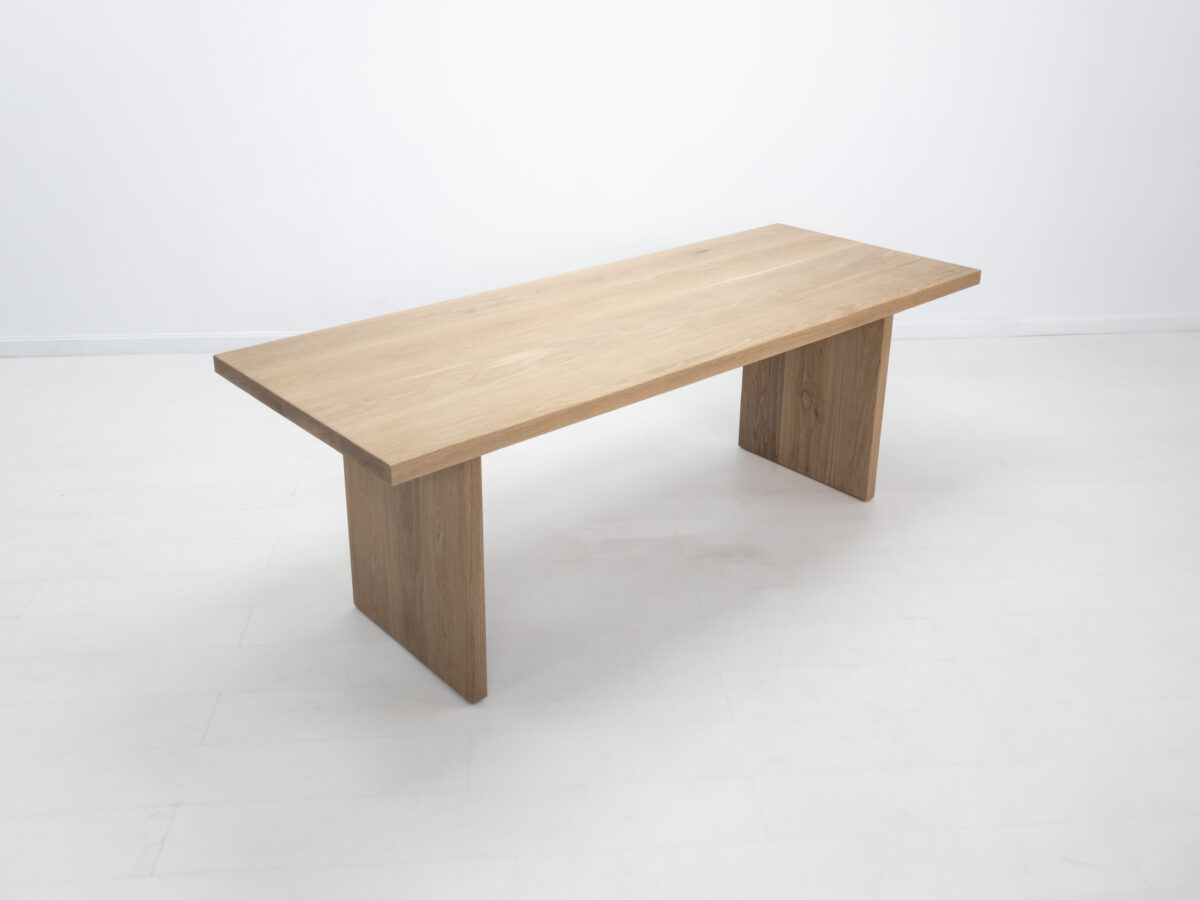 2 inch thick white oak LILY dining table with clear matte protective finish