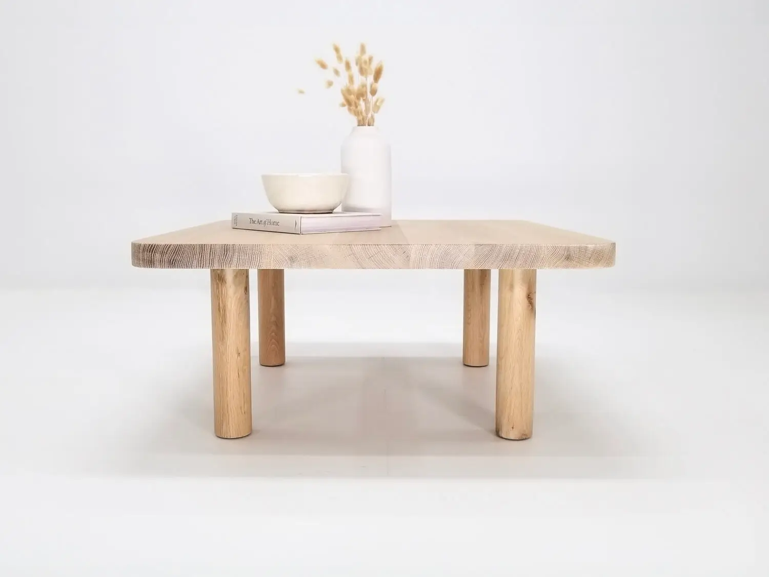 CLOE coffee table in seawashed white oak with a clear matte protective coat for durability