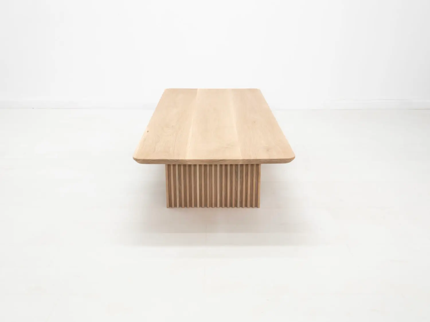 Close Up of Ribbed Legs on White Oak OWEN Coffee Table