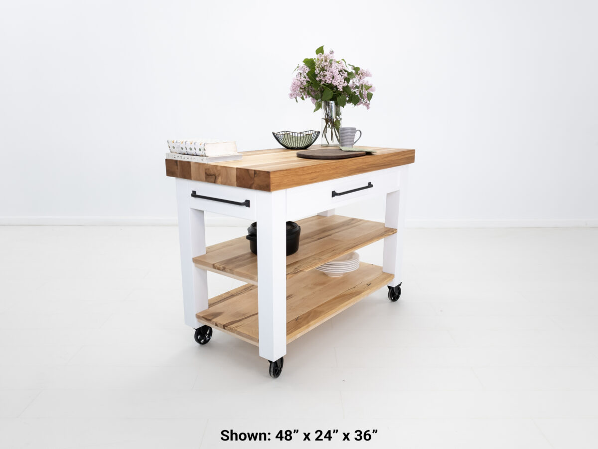 Chef kitchen cart ideal for small spaces with options for side pulls and storage