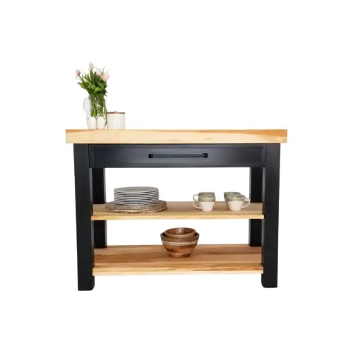 Handcrafted CHEF kitchen island featuring a solid maple base and spacious storage drawer.