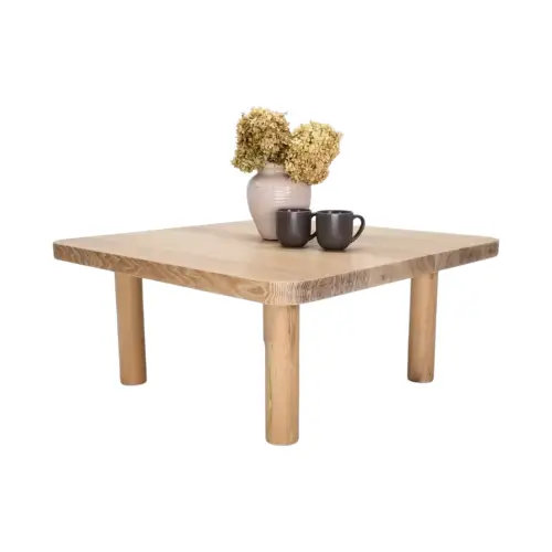 CLOE coffee table in seawashed white oak with a clear matte protective coat for durability