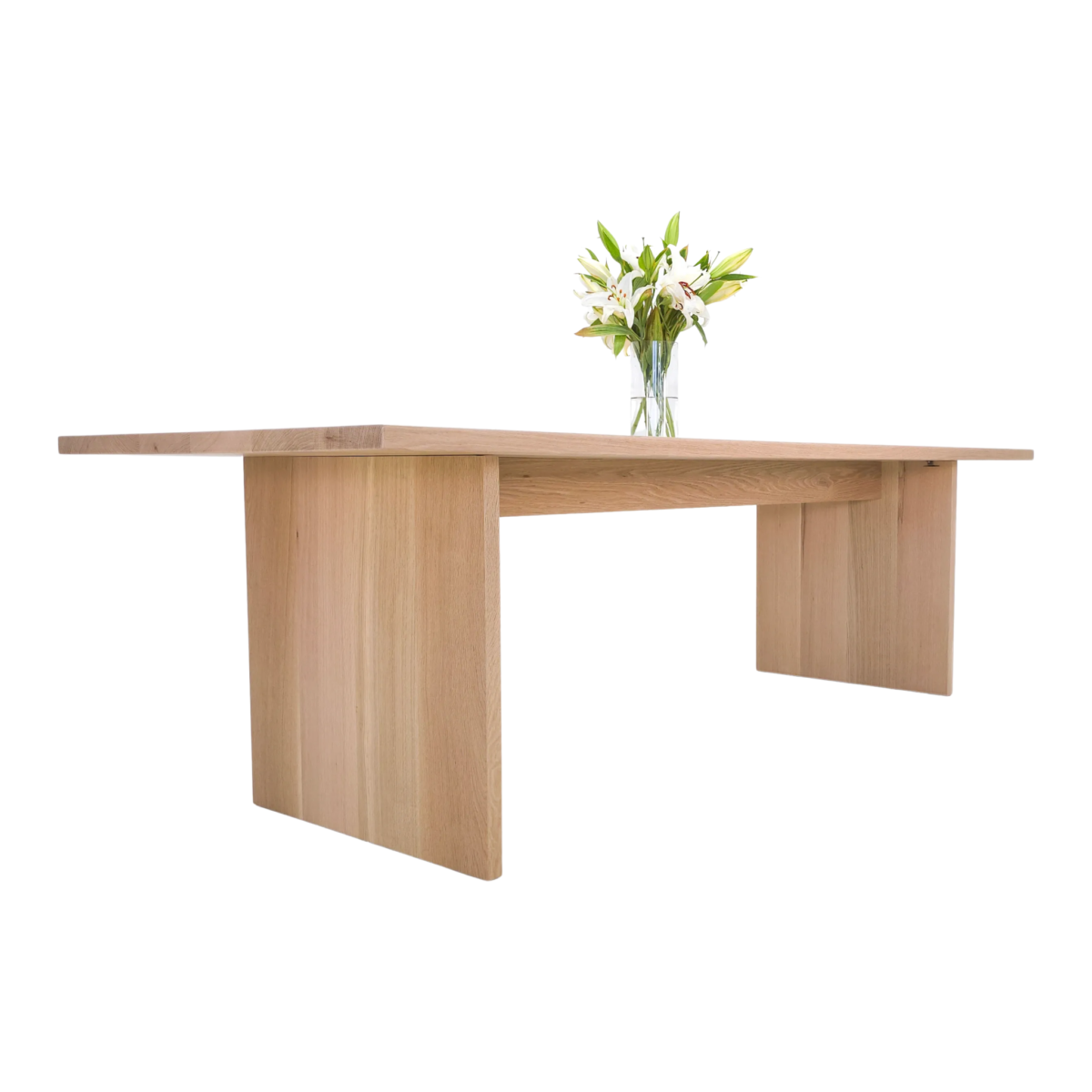 Light oak dining table with lilies