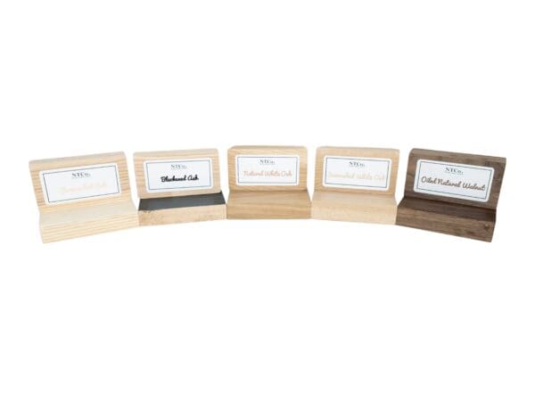 A selection of wood and finish samples.