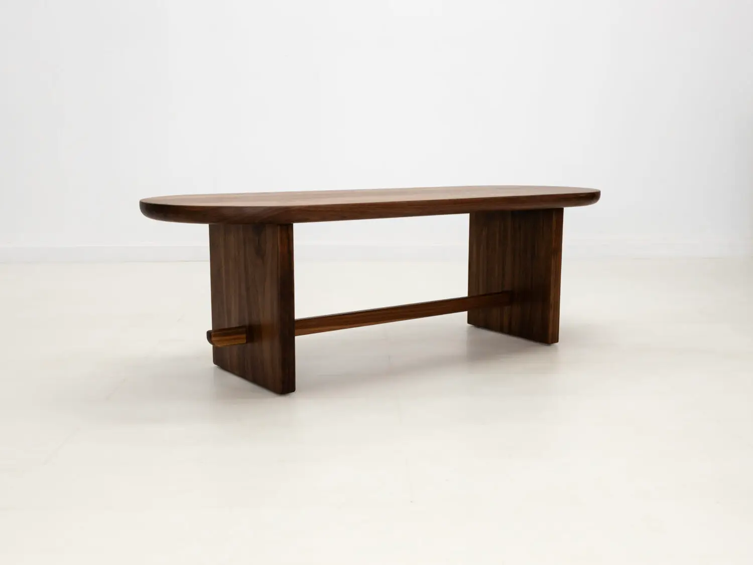 MIRA coffee table in solid American hardwood with a 1½ inch thick capsule shaped top