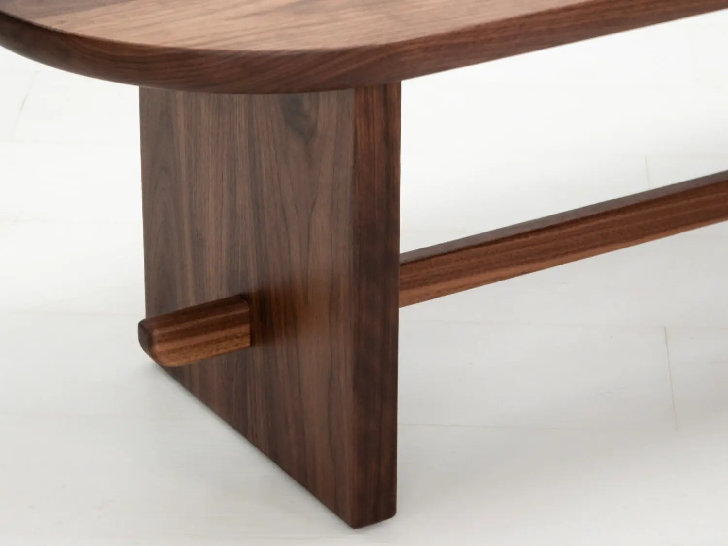 MIRA coffee table in solid American hardwood with a 1½ inch thick capsule shaped top