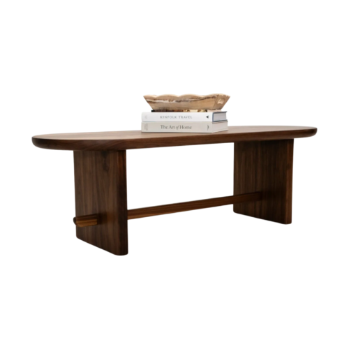 MIRA coffee table in solid American hardwood with a 1½ inch thick capsule shaped top