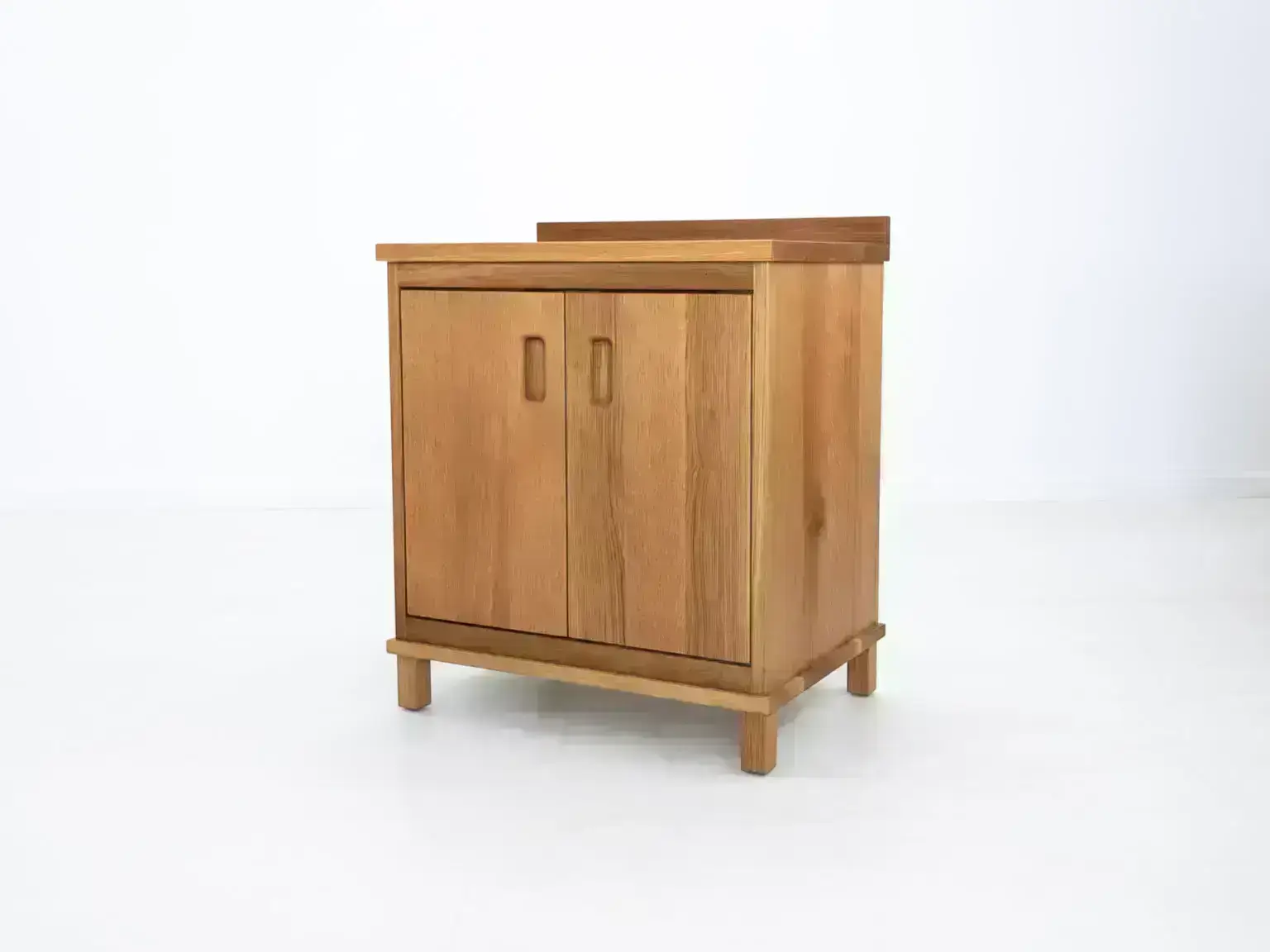 Custom rift sawn white oak vanity with solid wood top and soft close hardware