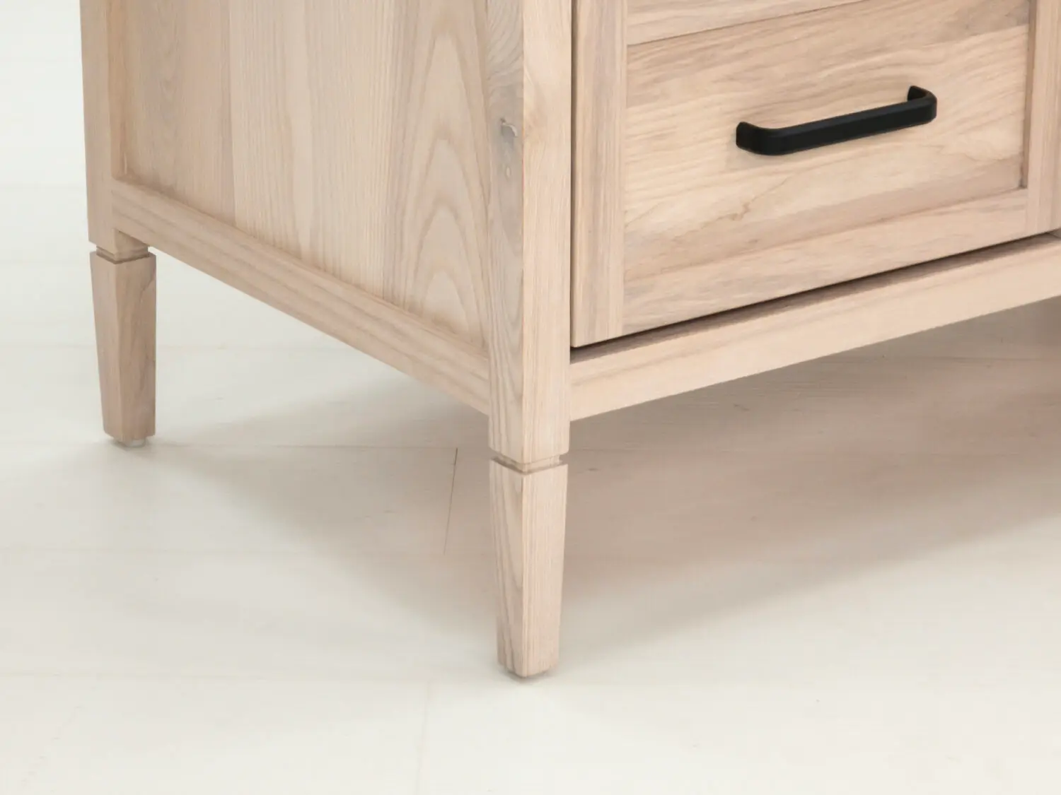 Vanity with soft close drawers and cabinet shown without quartz top and sink