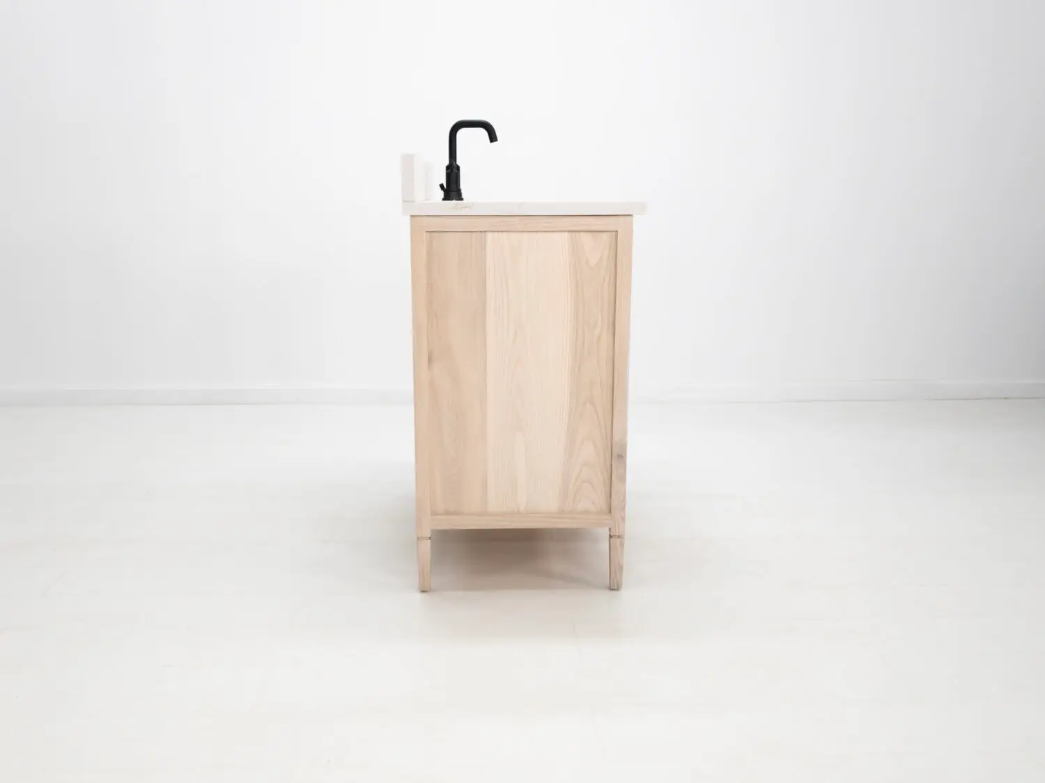 Solid ash bathroom vanity with drawers and cabinet in sunwashed ash